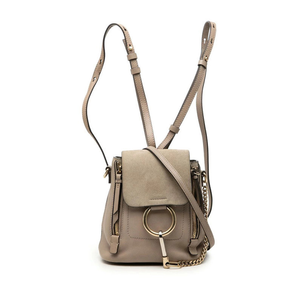 Chloe Faye Backpack Rucksack Handbag Greige Leather Suede Gray